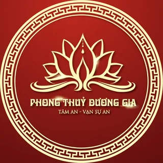 Phong Thuy Duong Gia logo: a golden lotus inside a traditional fret border