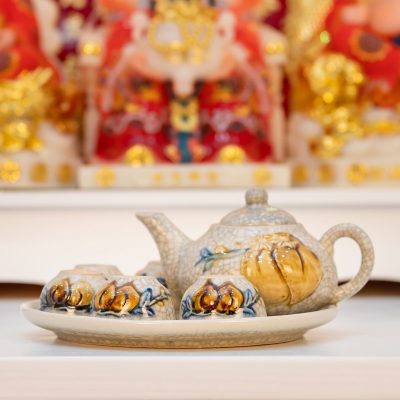 bộ ấm chén thờ men rạn Bát Tràng