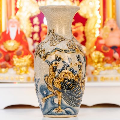 bình hoa thờ cúng men rạn Bát Tràng