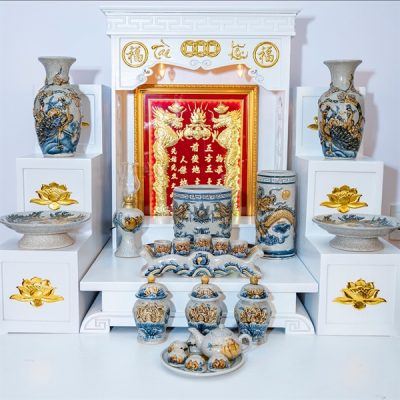 bộ đồ thờ men rạn Bát Tràng