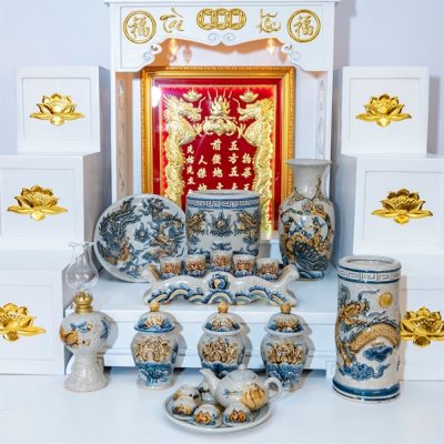 bộ đồ thờ men rạn Bát Tràng