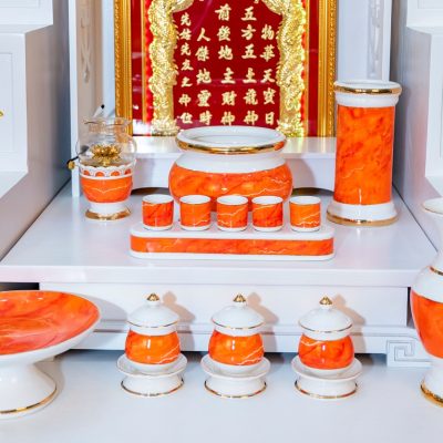 bộ đồ thờ bằng sứ đỏ